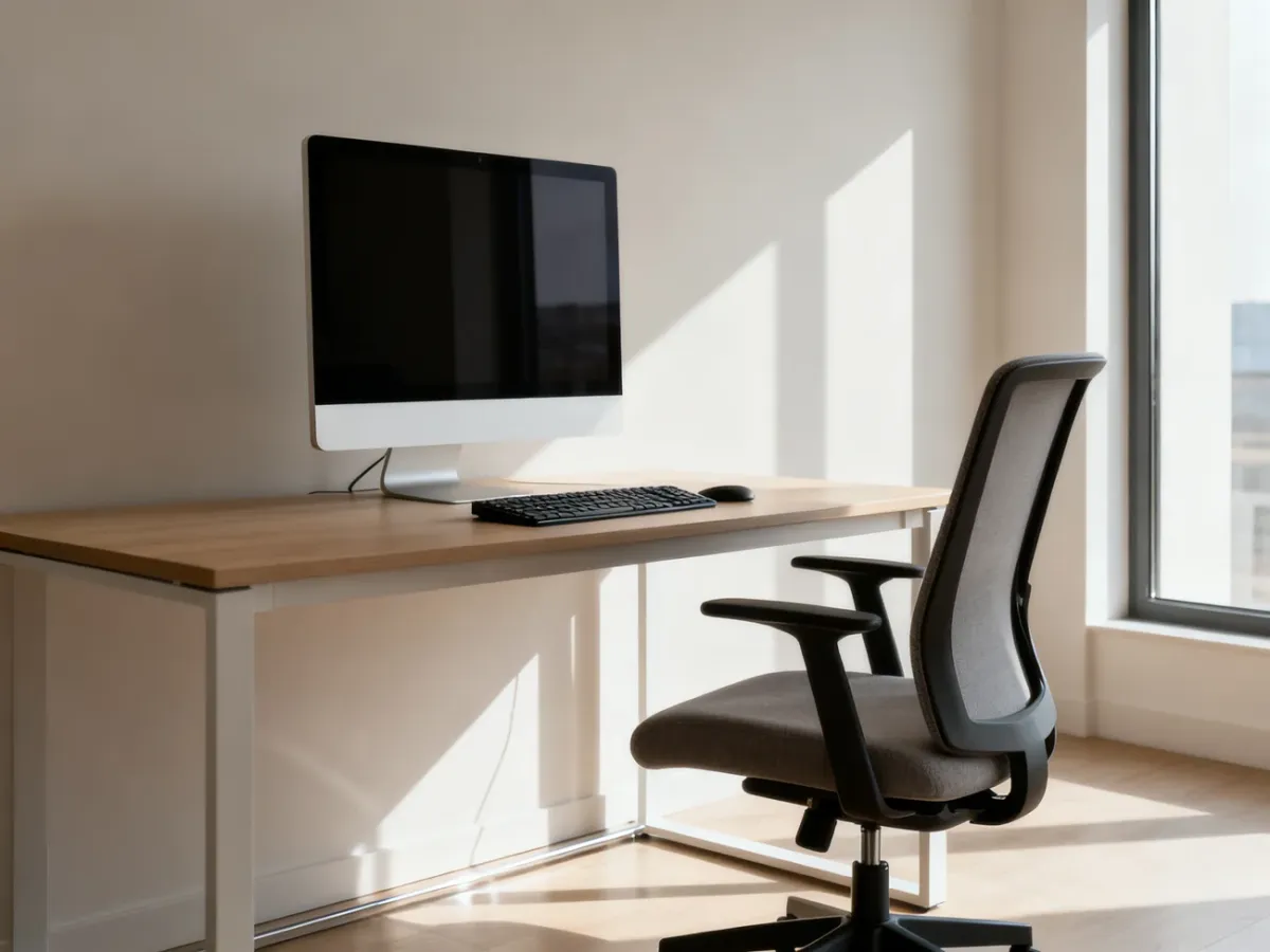Ergonomiczne stanowisko komputerowe z monitorem na wysokości wzroku